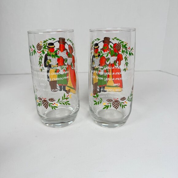 Vintage 1983 Pepsi Christmas Collection Glasses Lot of 2 Carolers Holiday Decor - Picture 3 of 7